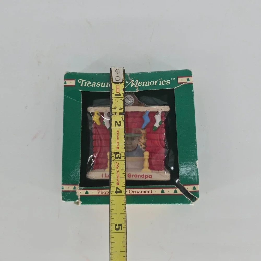 Vintage Russ Berrie I Love My Grandpa Christmas Photo Frame Ornament Boxed